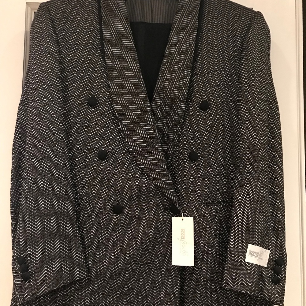 Double Breast Italian Foralli Grey Tuxedo Jacket
